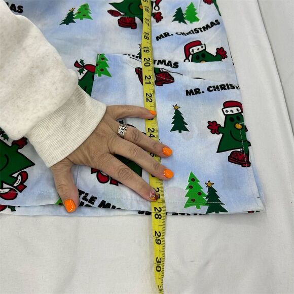 Mr. Men & Little Miss Christmas Scrub Top Unisex Size Medium White Patterned - Picture 8 of 8
